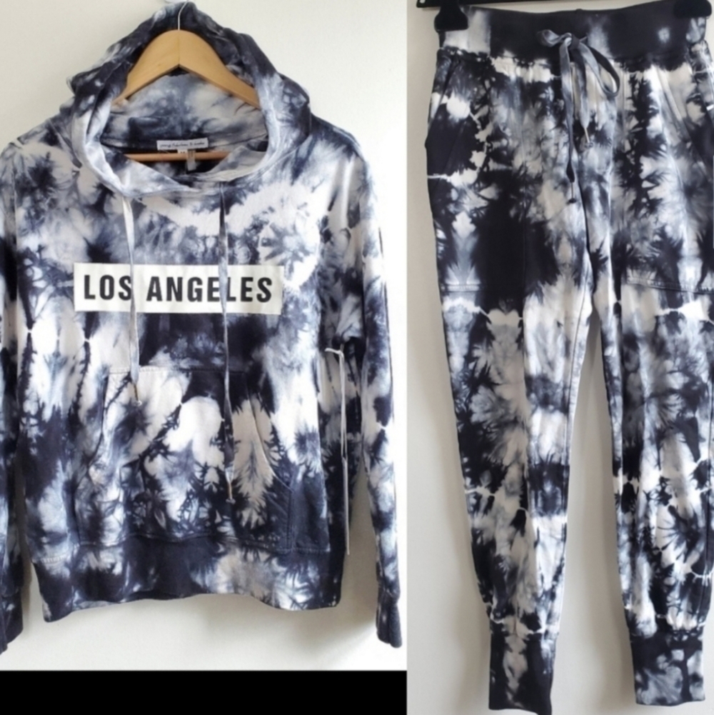Young Fabulous & Broke Tie Dye LA Hoodie Sweatshirt & Jogger Set Size Medium